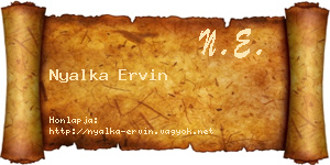 Nyalka Ervin névjegykártya